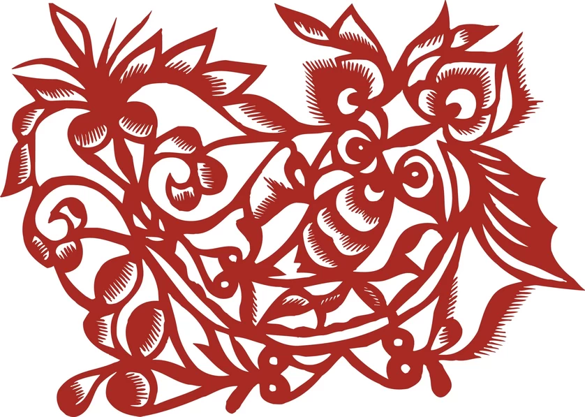 中国风中式传统喜庆民俗人物动物窗花剪纸插画边框AI矢量PNG素材【728】